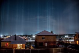 В Воронежской области на закате сфотографировали световые столбы