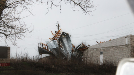 В Острогожске ураганный ветер сорвал крышу с нежилого дома