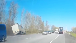 В Воронежской области вылетевшая в кювет фура попала на видео