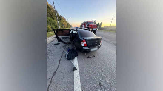 Под Воронежем водитель Renault влетел в столб и вместе с пассажиром попал в больницу