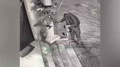 Воронеж продолжает страдать от «Гринчей»: неизвестный сорвал новогодние игрушки с фасада магазина