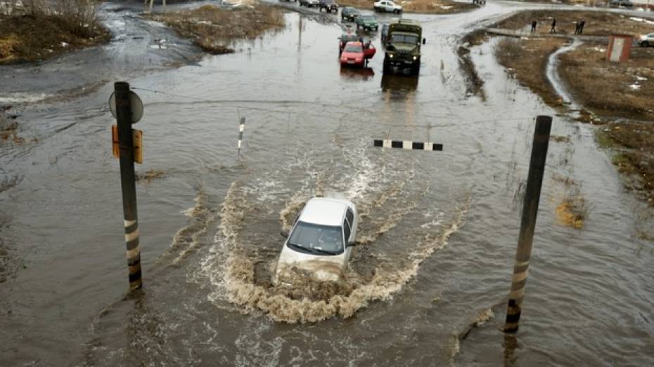 Из-за подтопления дороги в Борисоглебске случился транспортный коллапс