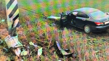 Под Воронежем водитель Nissan врезался в опору ЛЭП