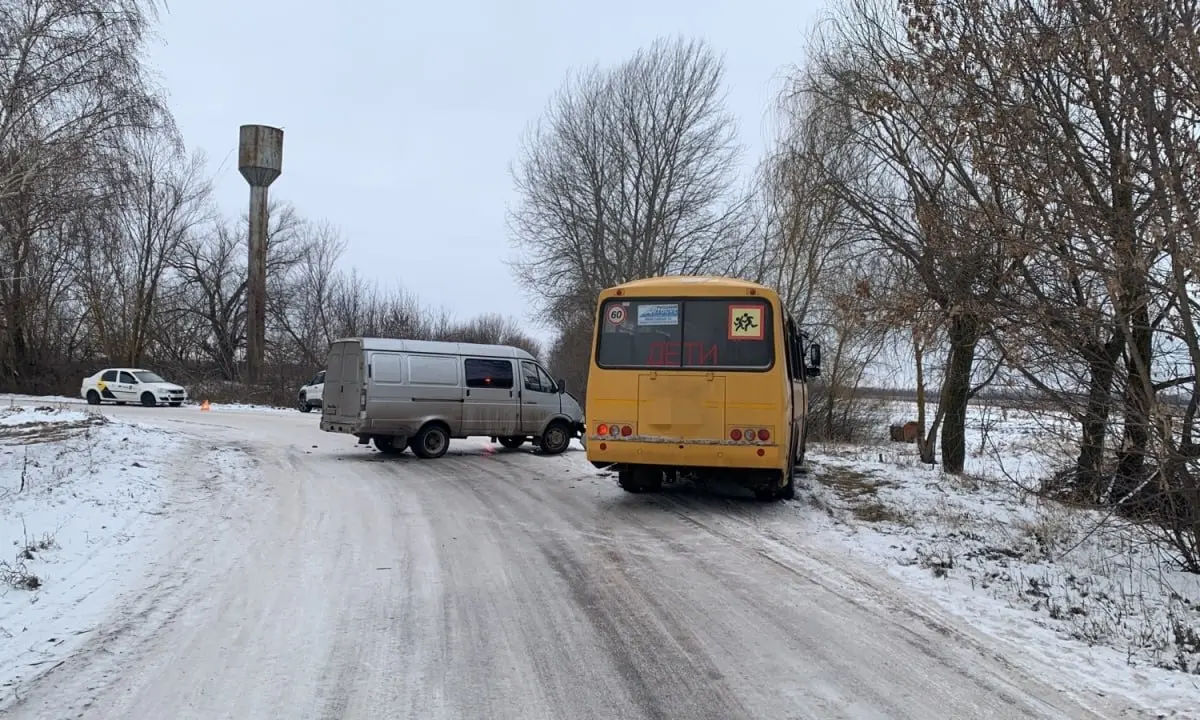 «Газель» врезалась в автобус с детьми под Воронежем