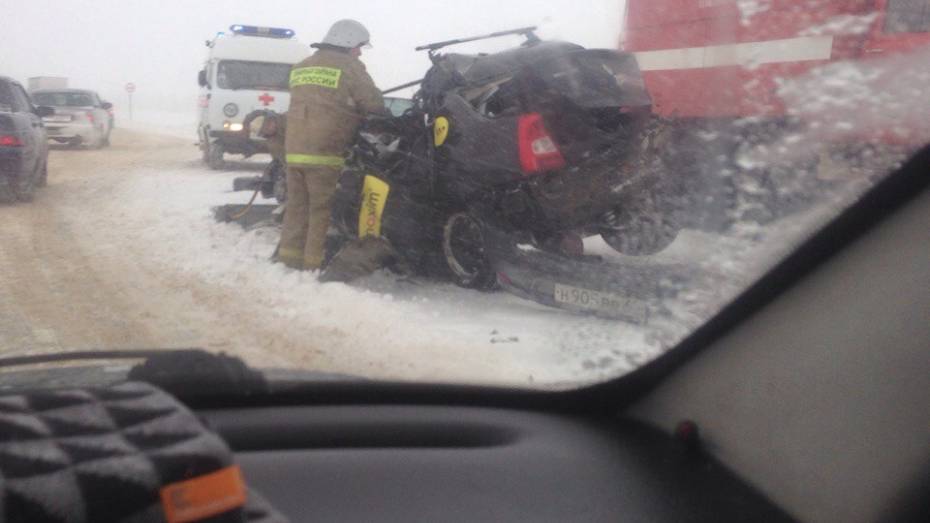 Очевидцы: в Воронежской области в аварии с Renault и фурой погибли трое