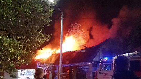 Полыхающее здание автосервиса в Воронеже тушили 32 пожарных