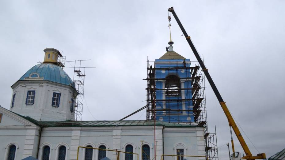 В воробьевском селе Новотолучеево на 200-летнем храме установили купола и кресты