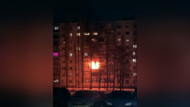 В Воронеже сняли на видео пожар в многоэтажке