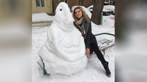 Воронежские студентки слепили из снега Ждуна