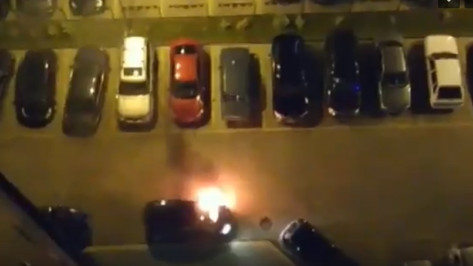 В центре Воронежа сгорели 2 автомобиля: пожар попал на видео