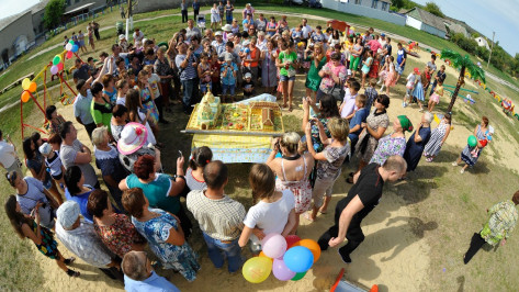 В Воронежской области активисты отпраздновали открытие детской площадки тортом в 75 кг