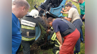 В Воронежской области трактор съехал в кювет и перевернулся: водителя доставали спасатели