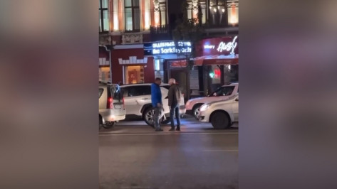 Разборку на дороге в центре Воронежа сняли на видео: мужчина повалил пожилого водителя