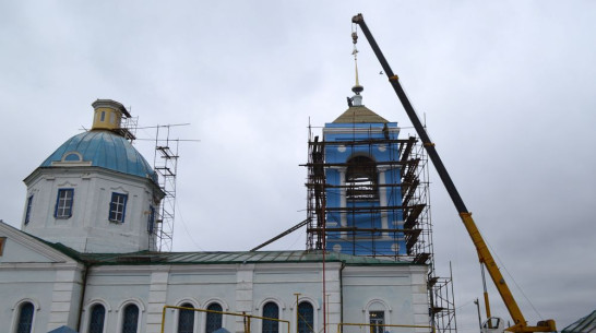 В воробьевском селе Новотолучеево на 200-летнем храме установили купола и кресты