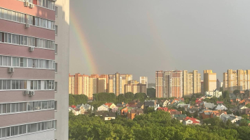 После сильного града в Воронеже появилась радуга
