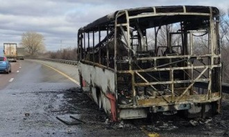 Рейсовый автобус сгорел на трассе М-4 «Дон» в Воронежской области