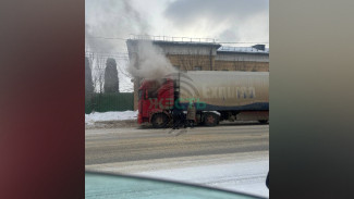 В Воронеже днем 8 февраля загорелась фура: видео