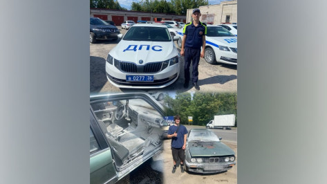 Воронежский полицейский спас трех человек из загоревшегося BMW