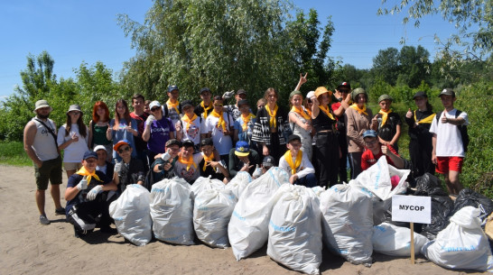В Борисоглебске более 100 школьников собрали мусор на берегу реки Вороны