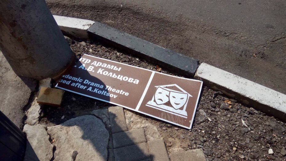 В Воронеже вандалы сломали 2 туристических указателя