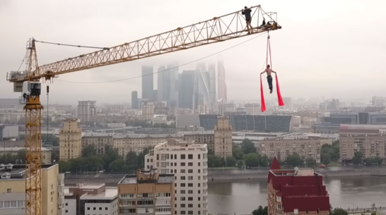Воронежский экстремал опубликовал видео трюка на башенном кране в Москве