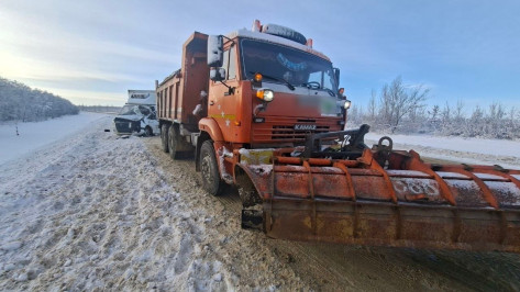 В Воронежской области снегоуборочная машина попала в ДТП