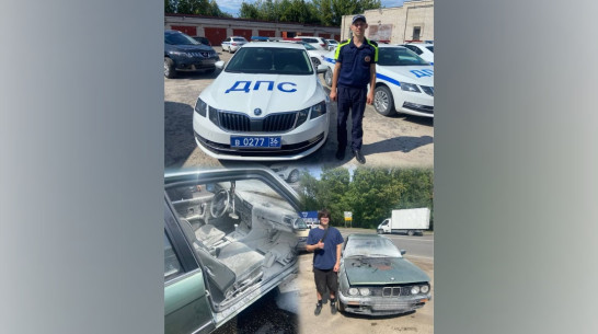 Воронежский полицейский спас трех человек из загоревшегося BMW