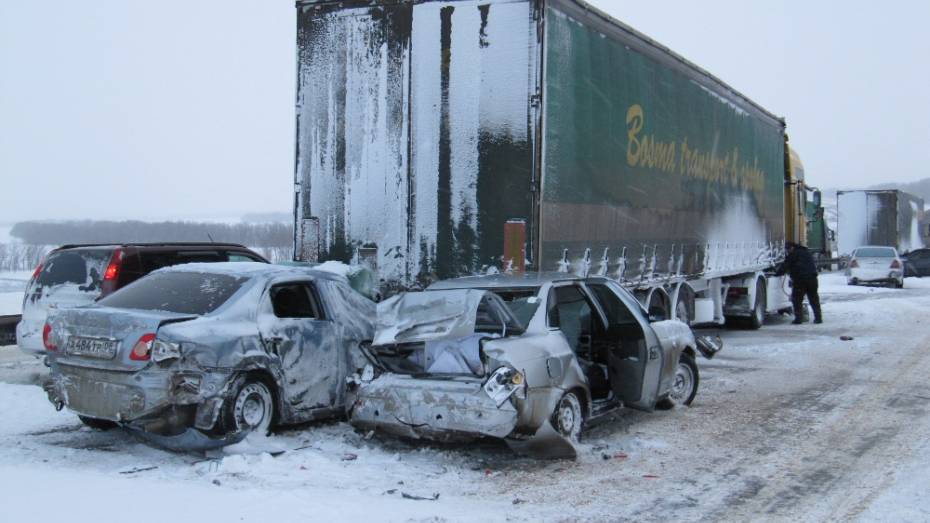 Более 20 машин попали в аварию на трассе в Воронежской области