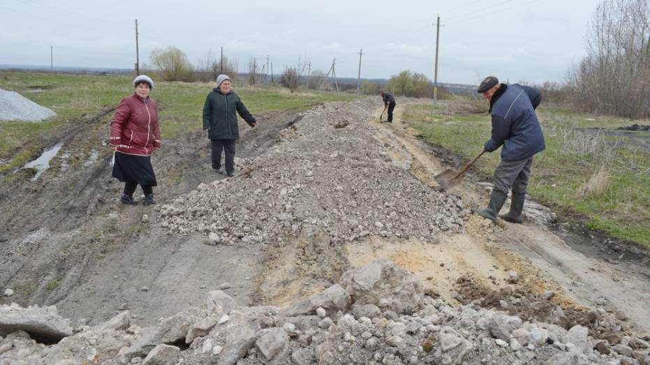 Активисты нижнедевицкого ТОСа укрепили сельскую дорогу