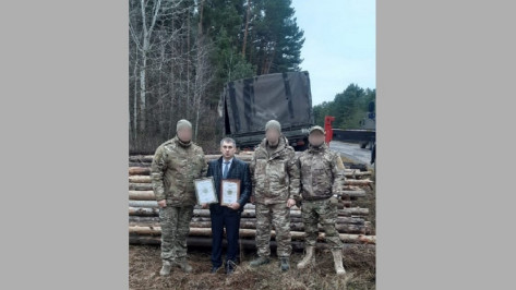 Из Грибановки в зону СВО передали сосновые бревна