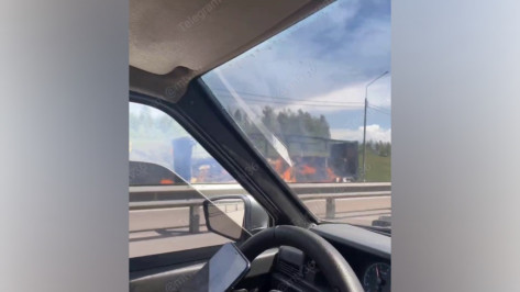 На трассе М-4 «Дон» в направлении из Воронежа в Москву загорелась фура