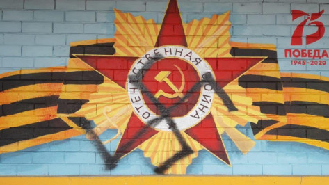 Под Воронежем вандалы нарисовали свастику на памятном граффити к 9 Мая