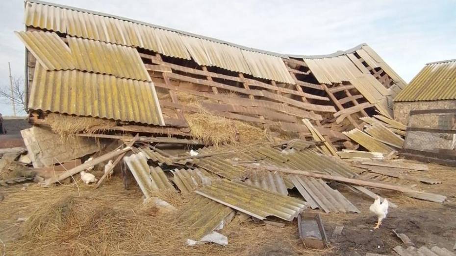 Сильный ветер сорвал крыши и разрушил сарай в верхнемамонском селе Русская Журавка