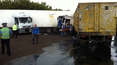 В Воронежской области МАЗ столкнулся с грузовиком «Ивеко»: один пострадавший