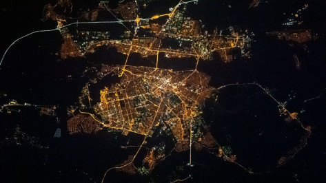 Фото Воронежа с МКС опубликовал космонавт Сергей Рязанский