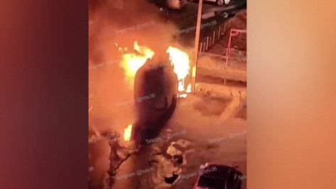 В Семилуках Воронежской области вспыхнул микроавтобус