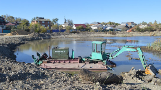 Плавучий экскаватор-погрузчик приступил к очистке  Тамбовского озера в Павловске