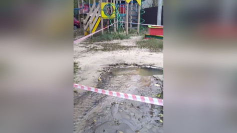 В Воронеже затопило детскую площадку из-за прорыва на сетях: видео