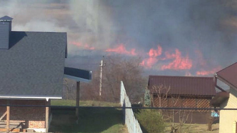 Очевидцы поделились кадрами пожара в поселке Отрадное под Воронежем