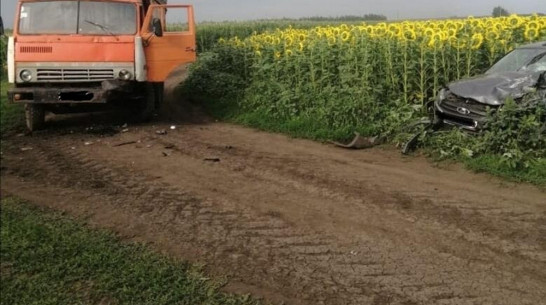 В Терновском районе «Лада Гранта» и КамАЗ столкнулись в поле: пострадала женщина-водитель