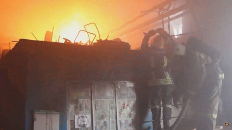 Спасатели сняли видео тушения пожара на территории «Химоптторга» в Воронеже