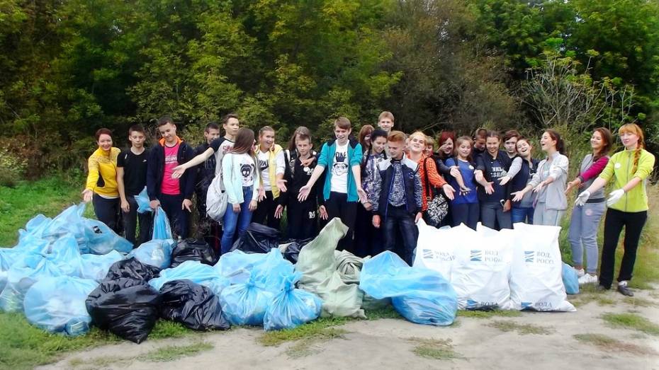 Семилукские волонтеры убрали от мусора берег реки Девица