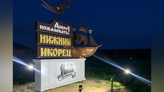 Общественники сделали подсветку у въездного знака в лискинском селе Нижний Икорец