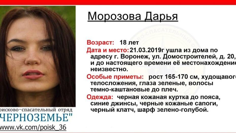 Воронежские волонтеры попросили помощи в поисках 18-летней девушки