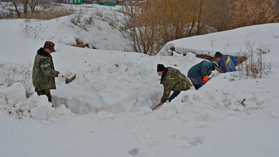 В Нижнедевицком районе активисты очистили плотину от снега