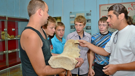 Грибановские школьники подарили местному музею кость мамонта