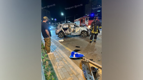 В Воронеже на улице Шишкова автомобиль вылетел с дороги и несколько раз перевернулся