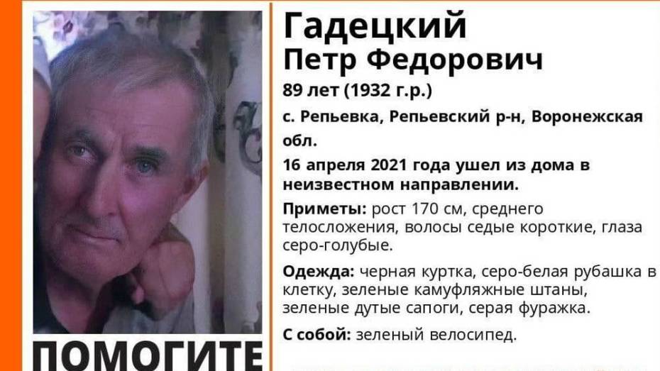 В Репьевке без вести пропал пенсионер с велосипедом