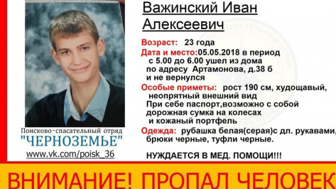 В Воронежской области начали поиски нуждающегося в медпомощи 23-летнего парня