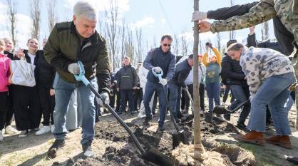 Александр Гусев и Алексей Гордеев высадили деревья в парке и на набережной в Воронеже